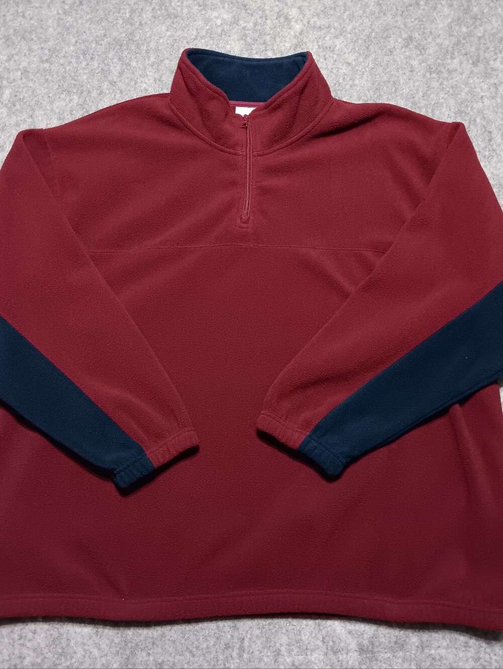 Vintage Reebok Sweater Mens 3XL Burgundy Blue 1/4 Zip Fleece Pullover Sweatshirt